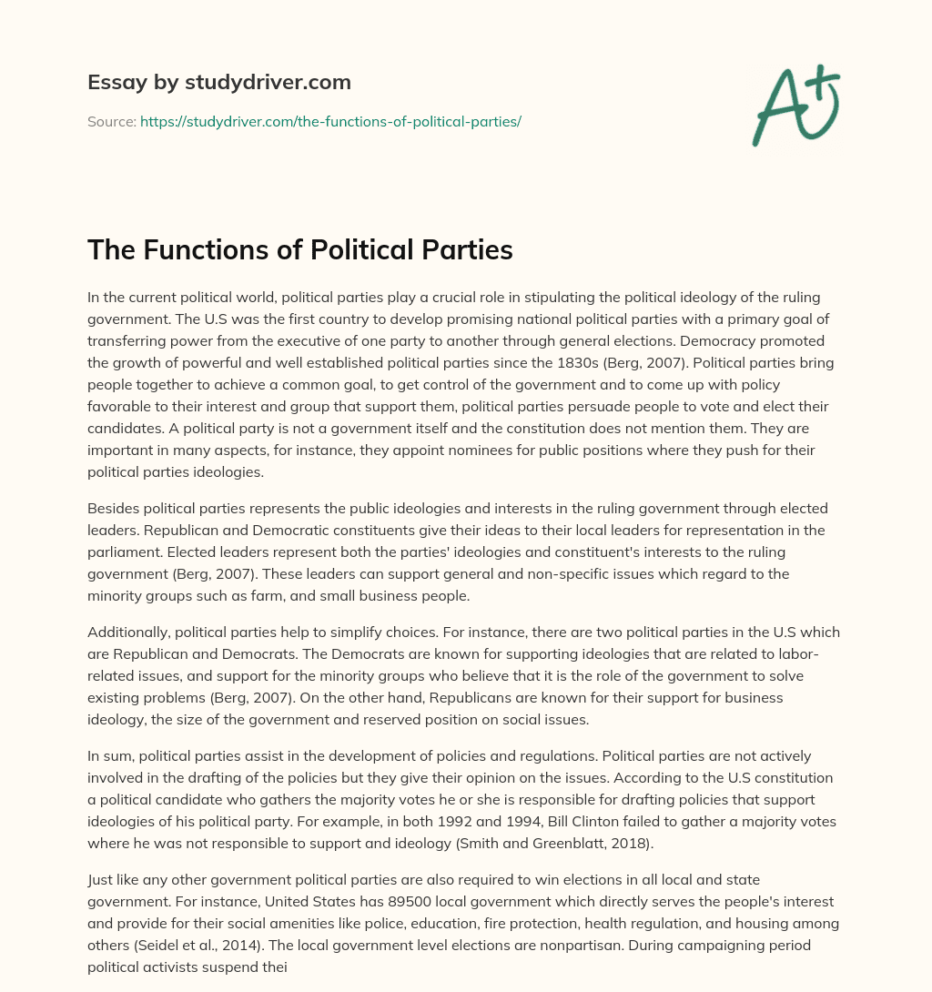 The Functions of Political Parties essay