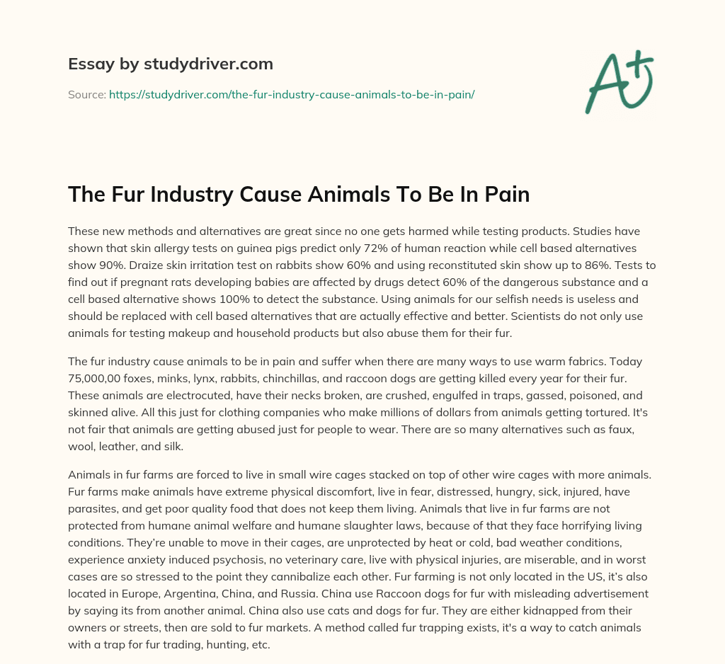 The Fur Industry Cause Animals to be in Pain essay