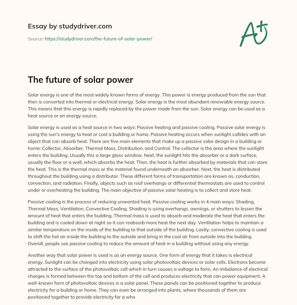 The Future of Solar Power essay