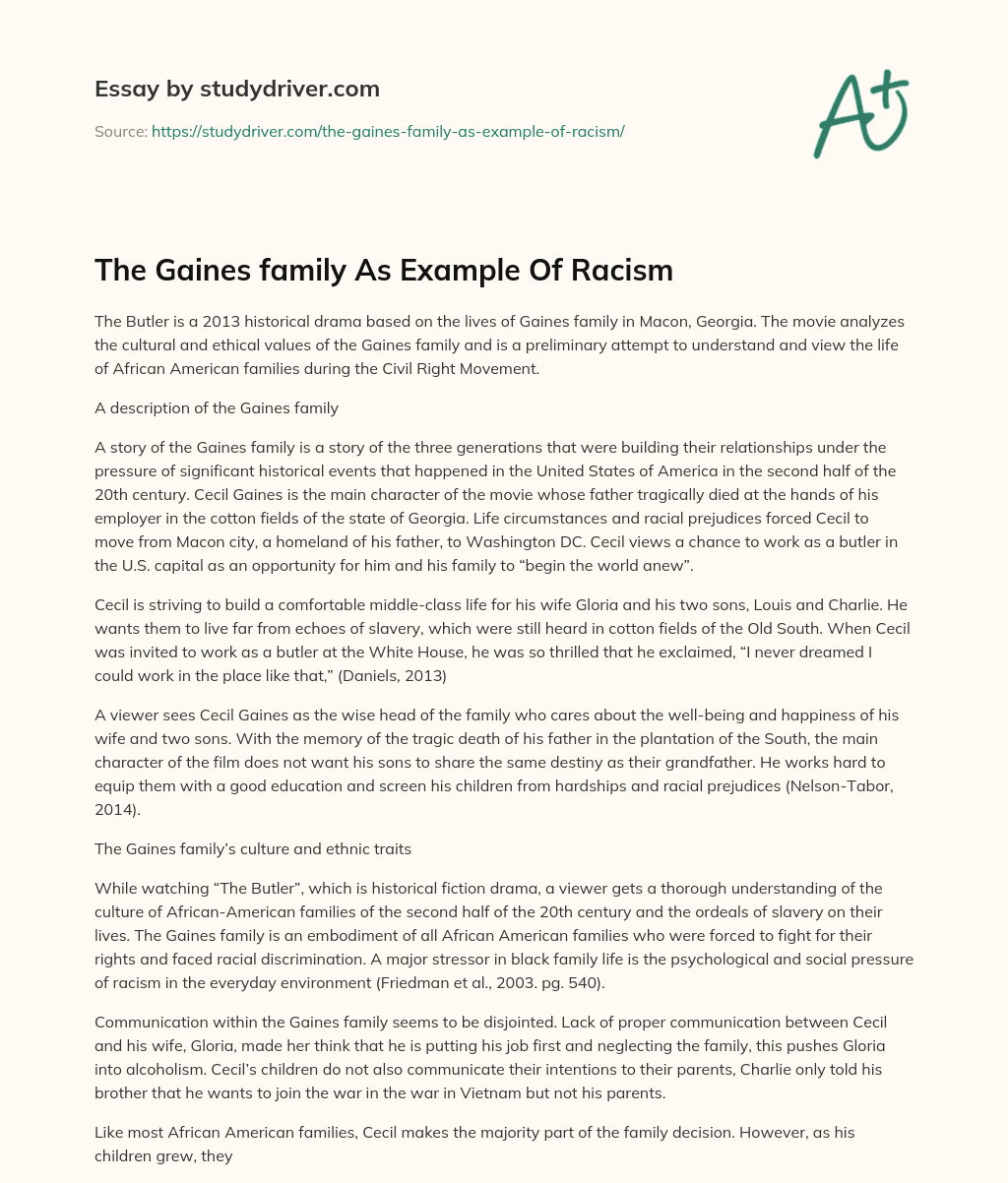 The Gaines Family as Example of Racism essay
