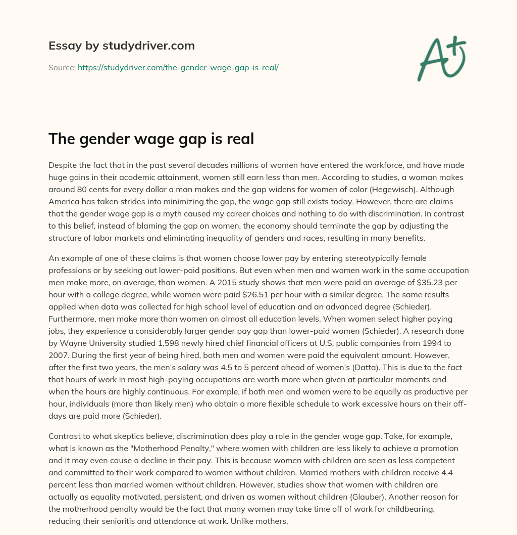 The Gender Wage Gap is Real essay