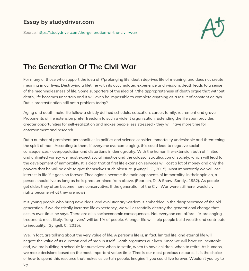 The Generation of the Civil War essay