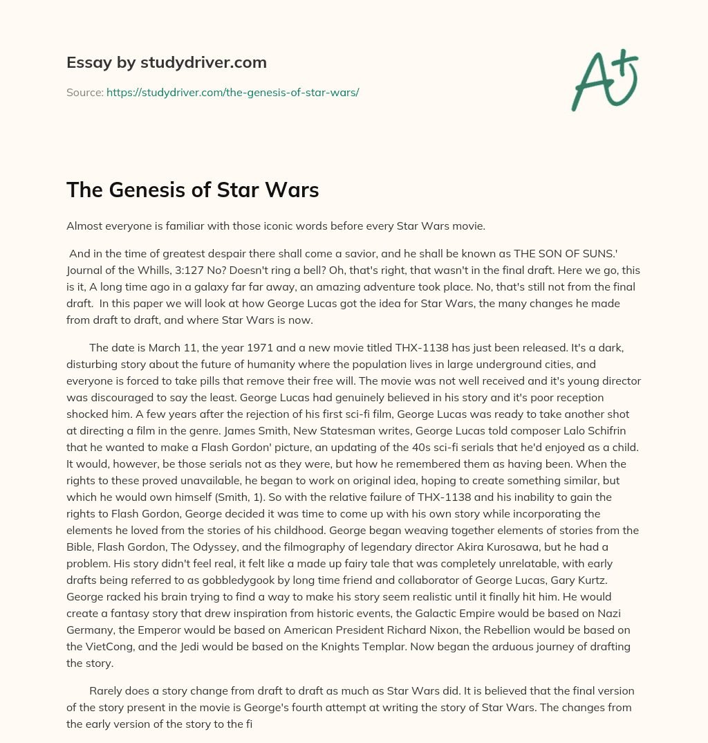 The Genesis of Star Wars essay