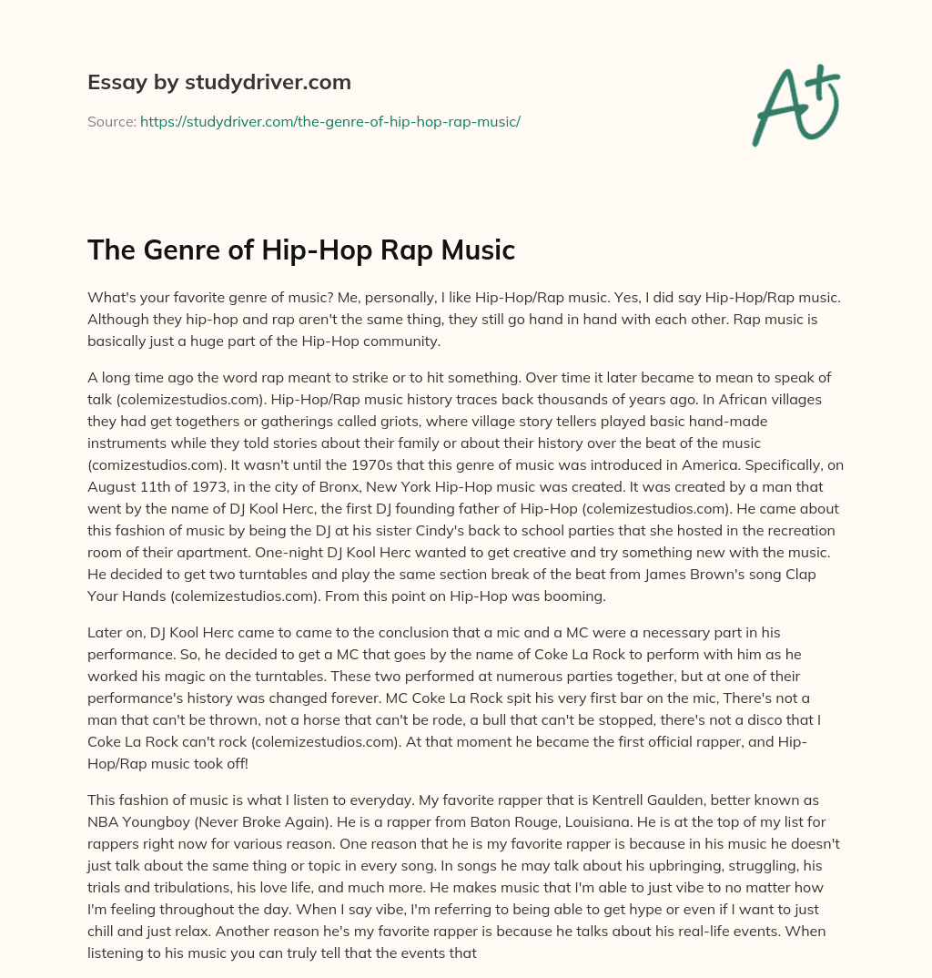 The Genre of Hip-Hop Rap Music essay