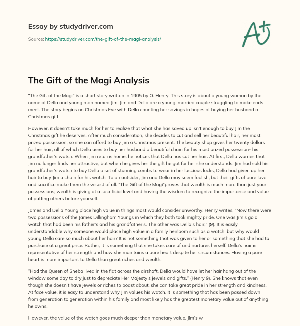 The Gift of the Magi Analysis essay