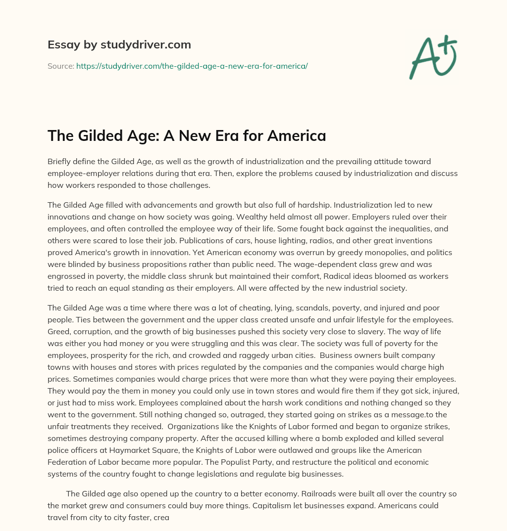 The Gilded Age: a New Era for America essay