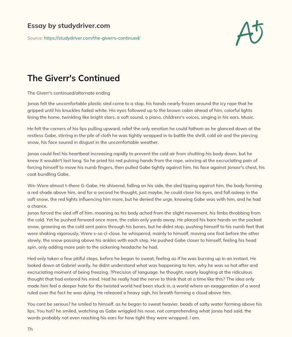 The Giverr’s Continued essay