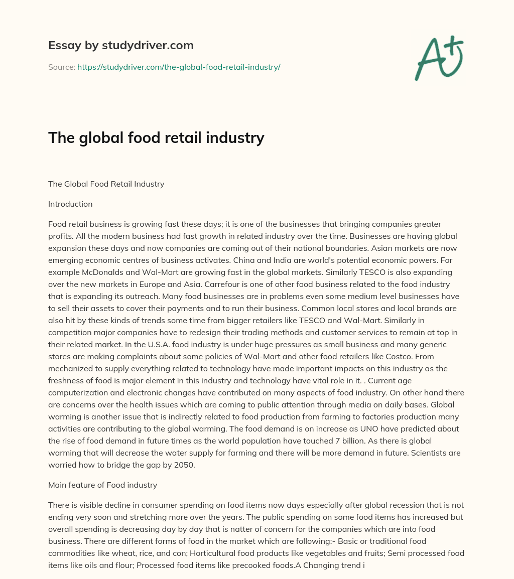 The Global Food Retail Industry essay