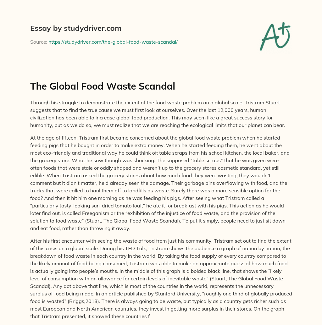 The Global Food Waste Scandal essay