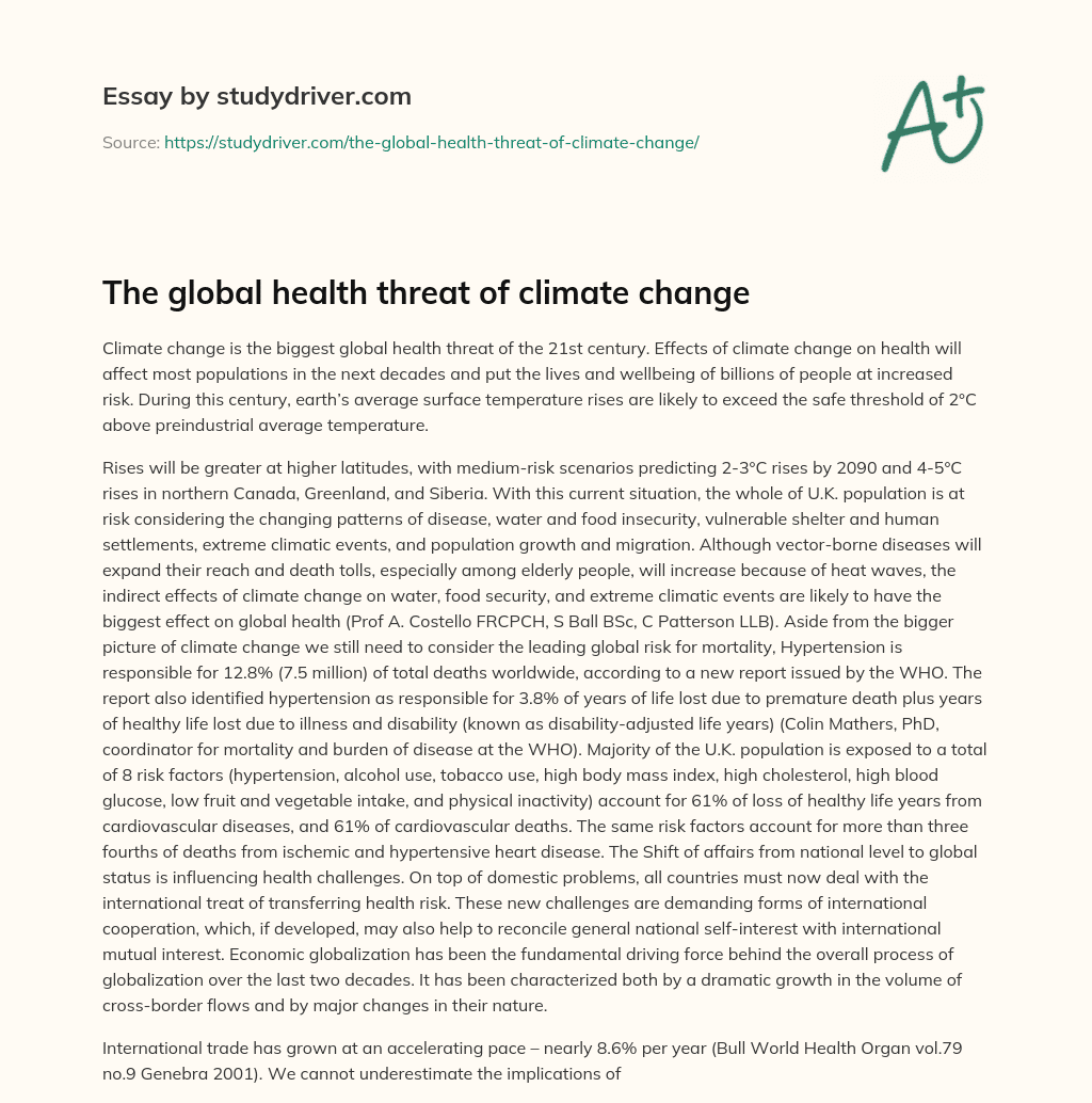 The Global Health Threat of Climate Change essay