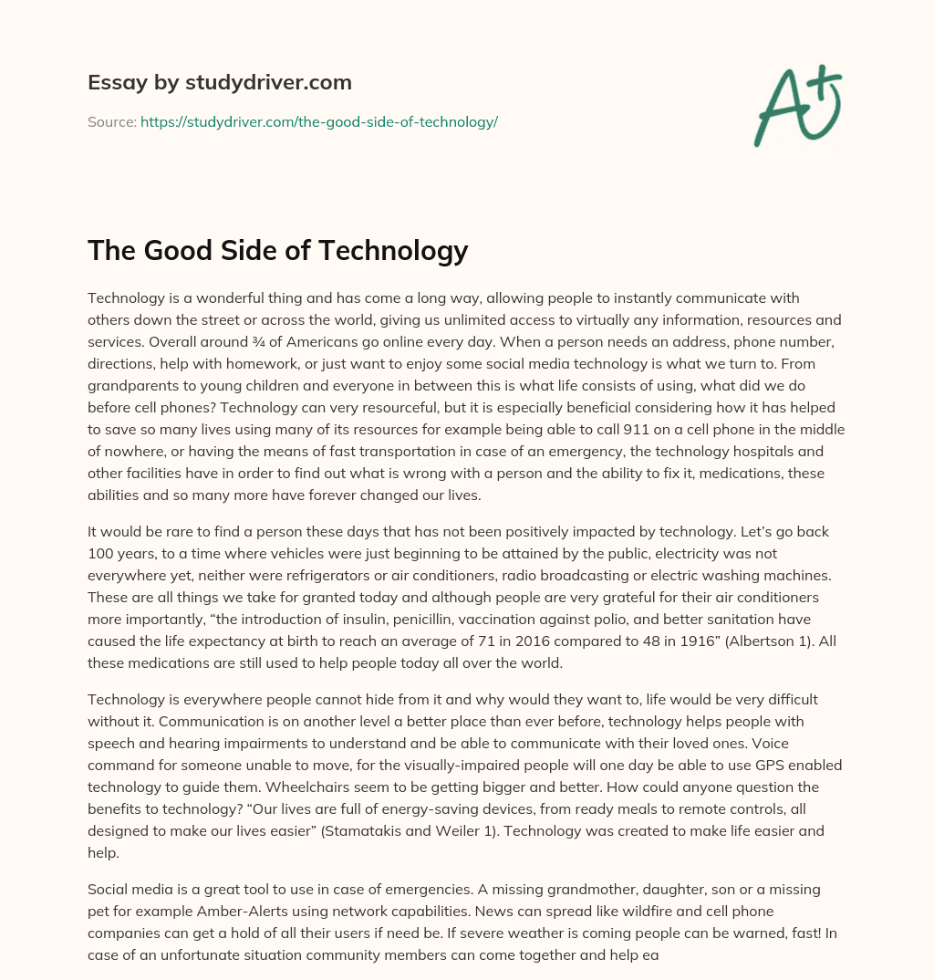 The Good Side of Technology essay