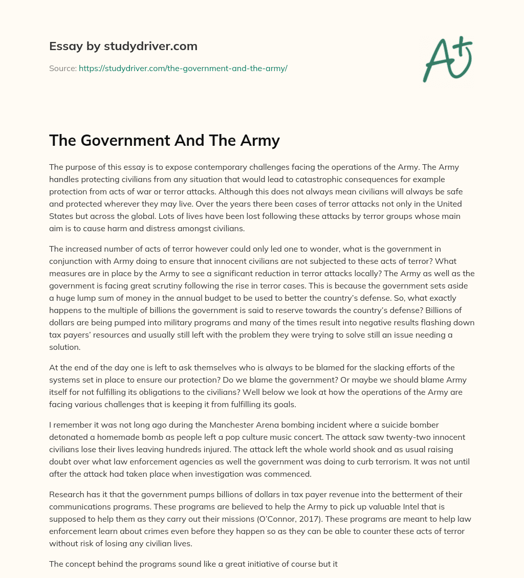The Government and the Army essay