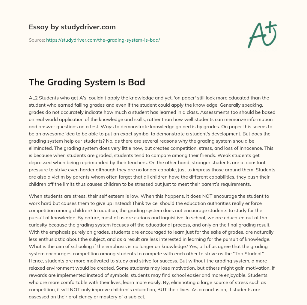 The Grading System is Bad essay