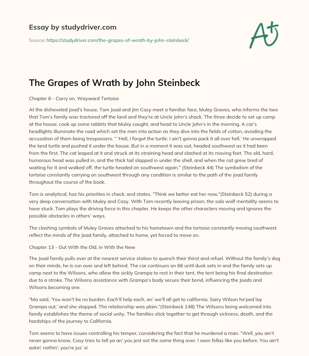 The Grapes of Wrath by John Steinbeck essay