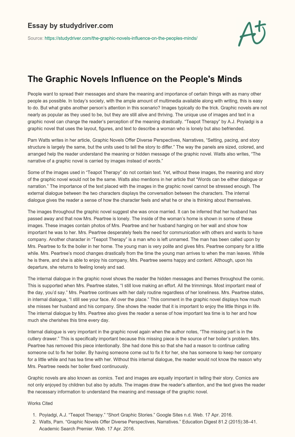 The Graphic Novels Influence on the People’s Minds essay
