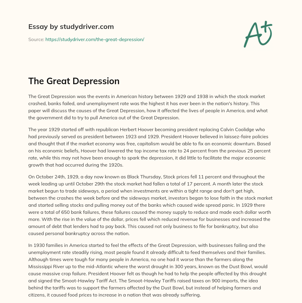 The Great Depression essay