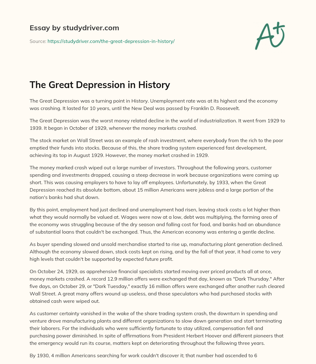 The Great Depression in History essay