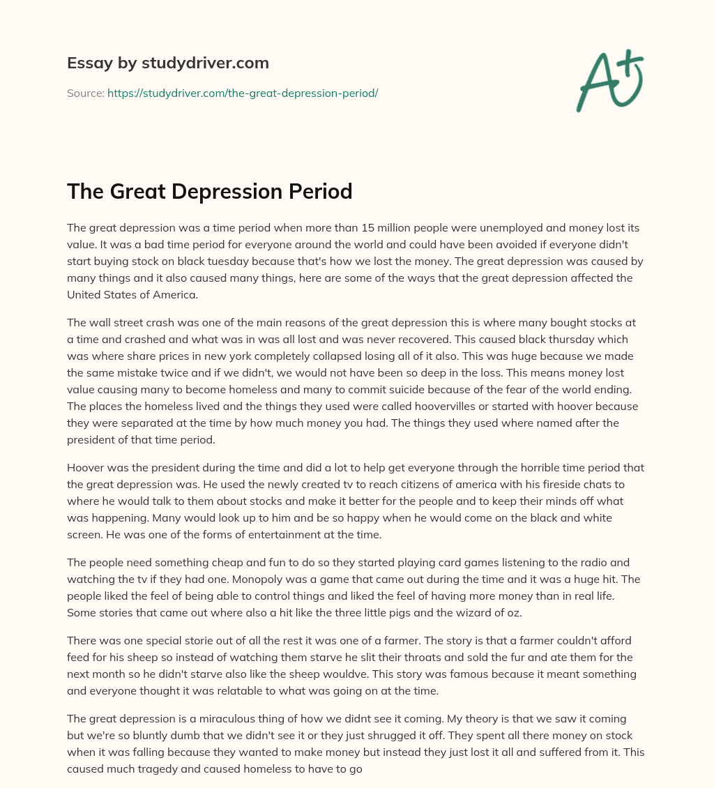 The Great Depression Period essay