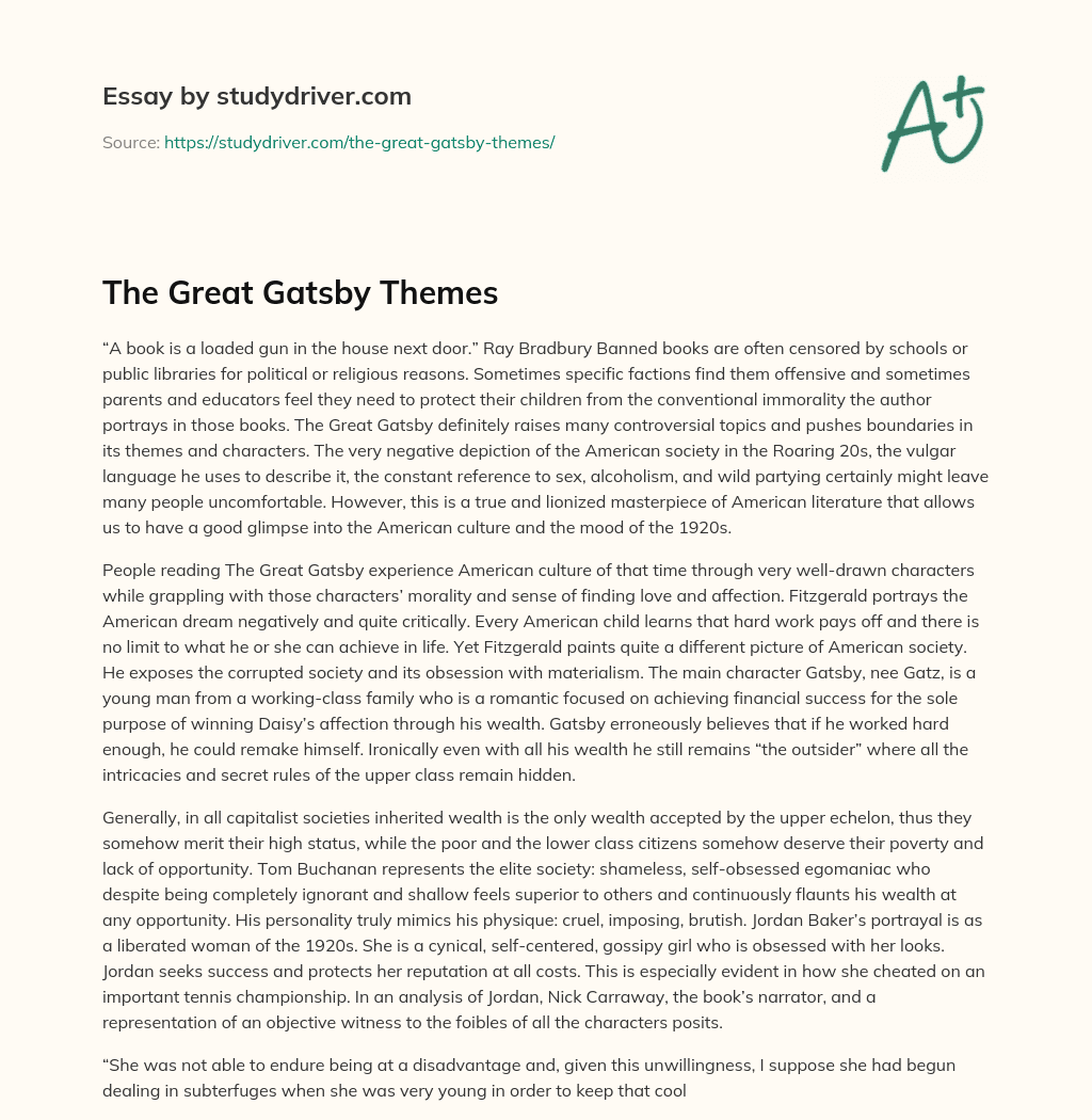 The Great Gatsby Themes essay