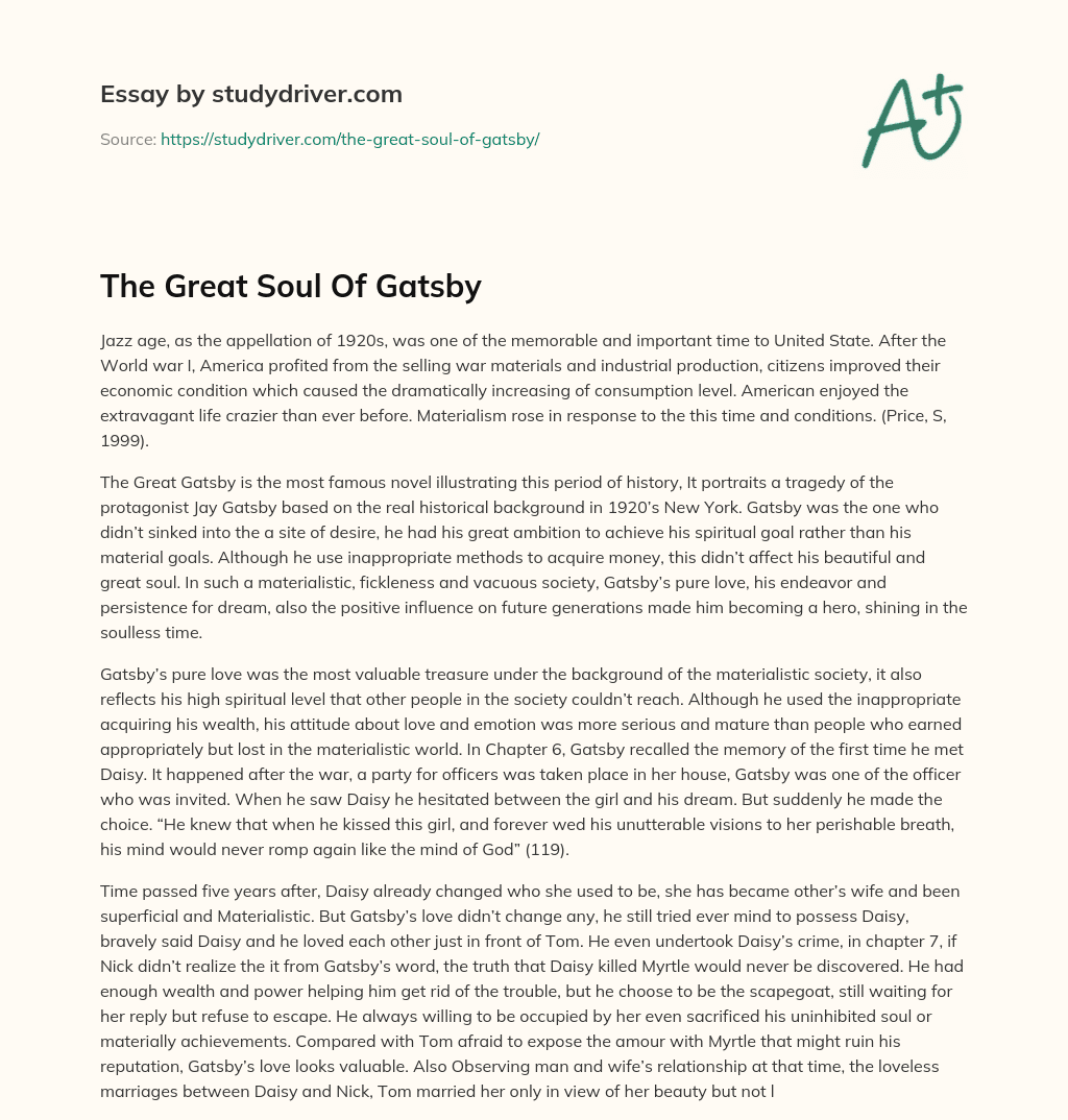 The Great Soul of Gatsby essay