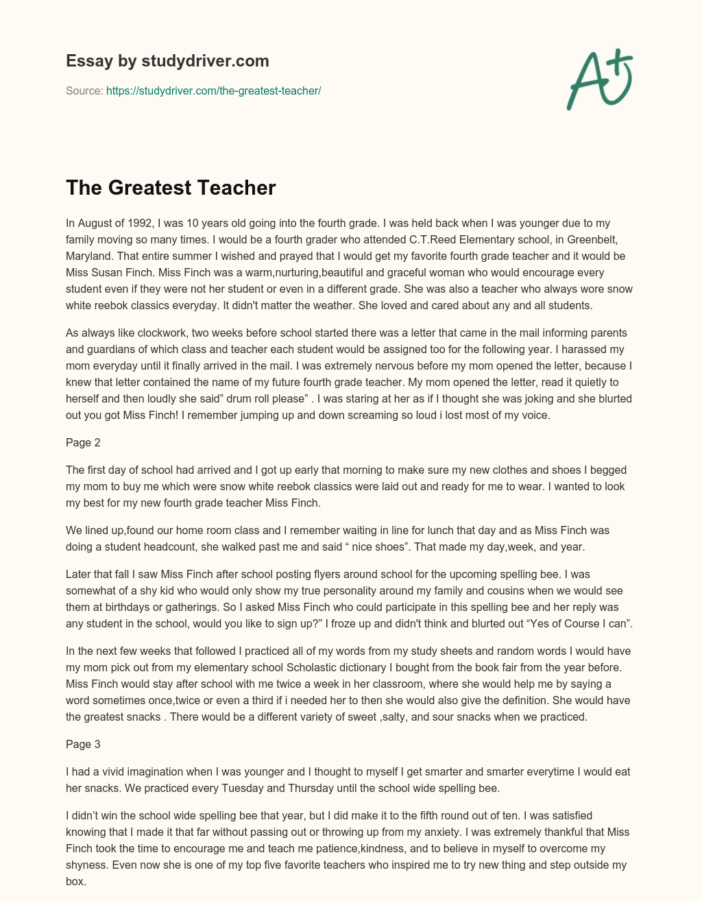 The Greatest Teacher essay