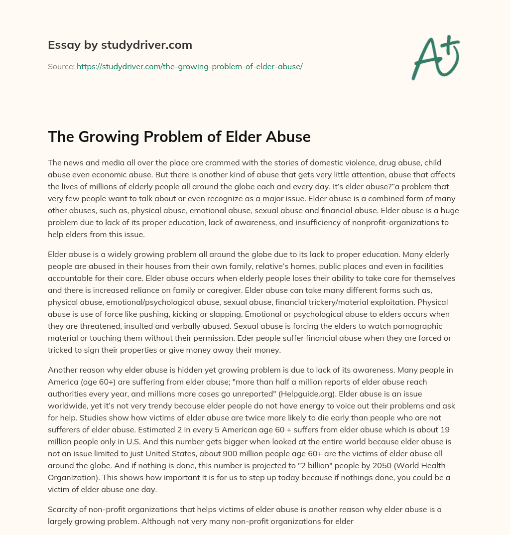 The Growing Problem of Elder Abuse essay