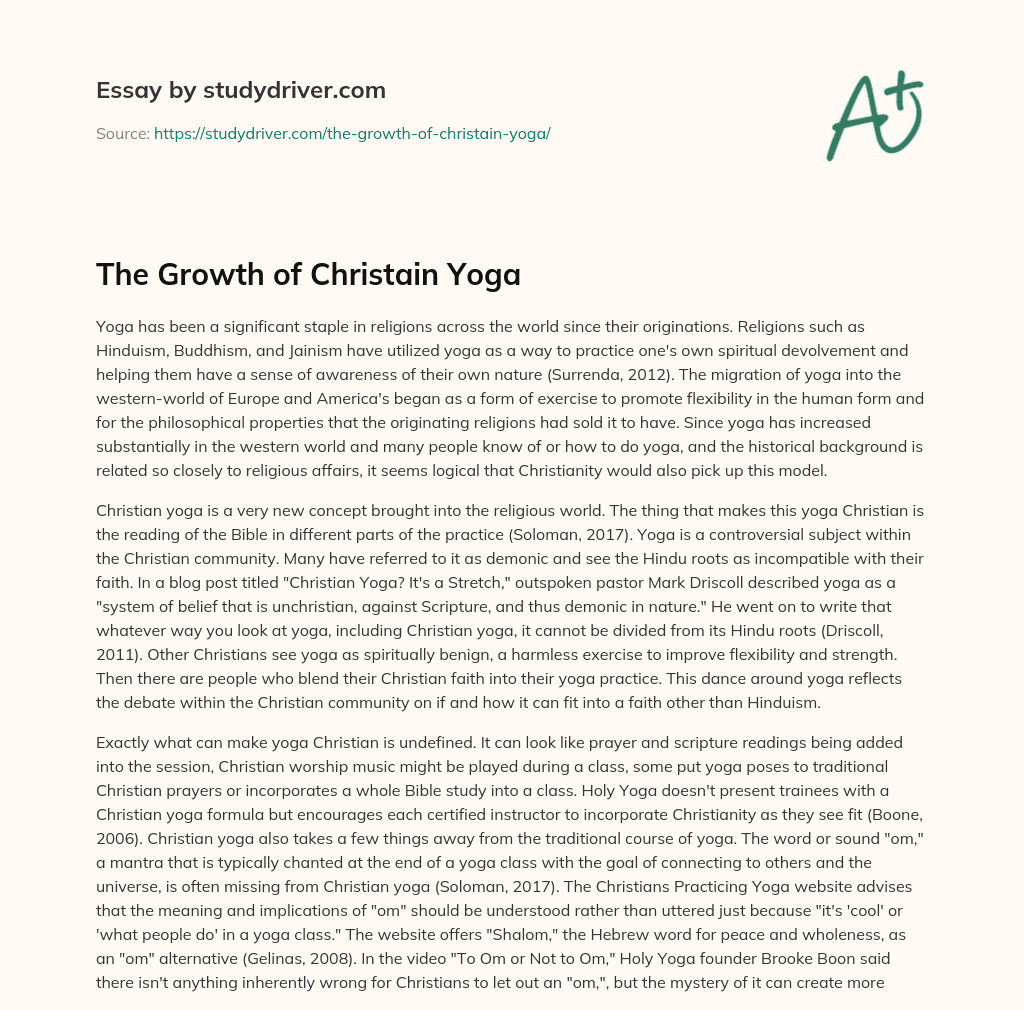 The Growth of Christain Yoga essay