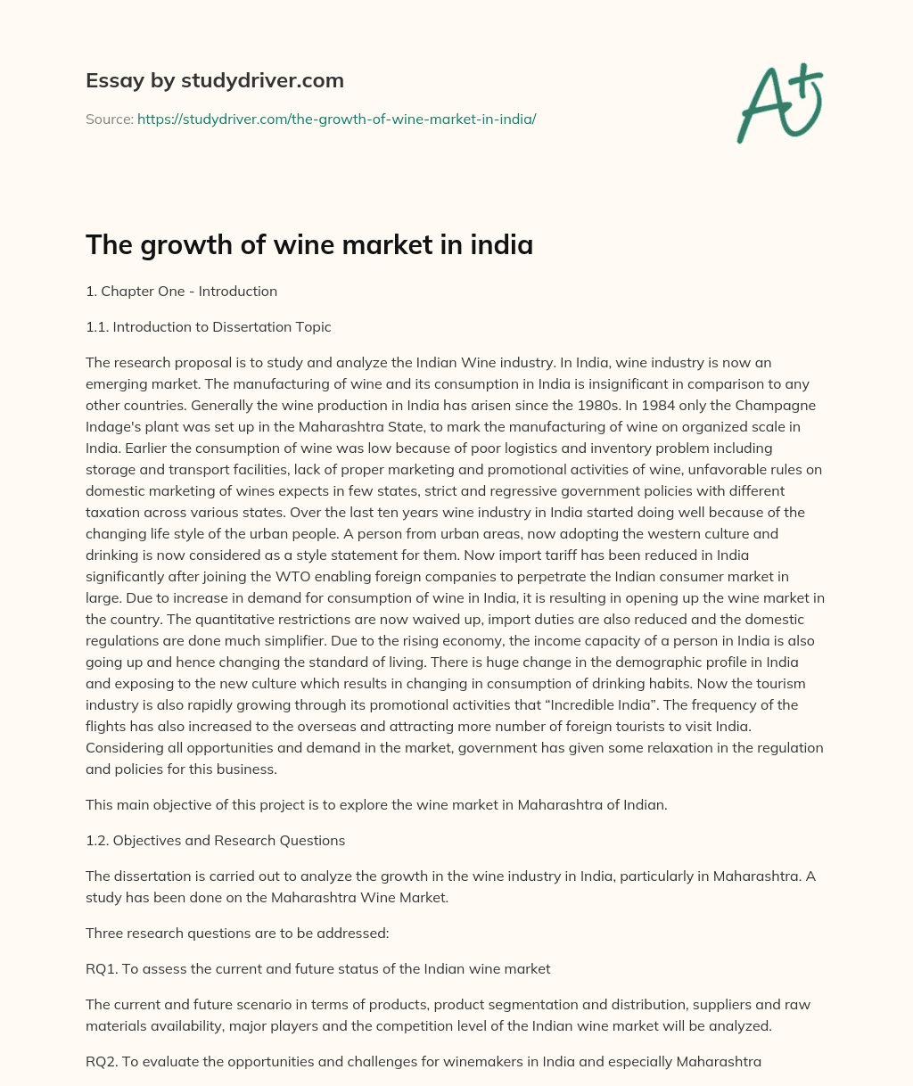 The Growth of Wine Market in India essay