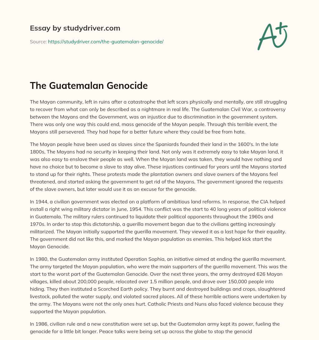 The Guatemalan Genocide essay