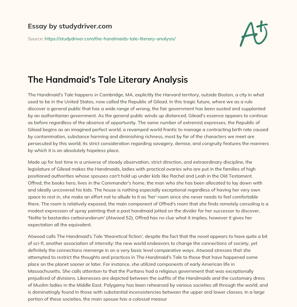 The Handmaid’s Tale Literary Analysis essay