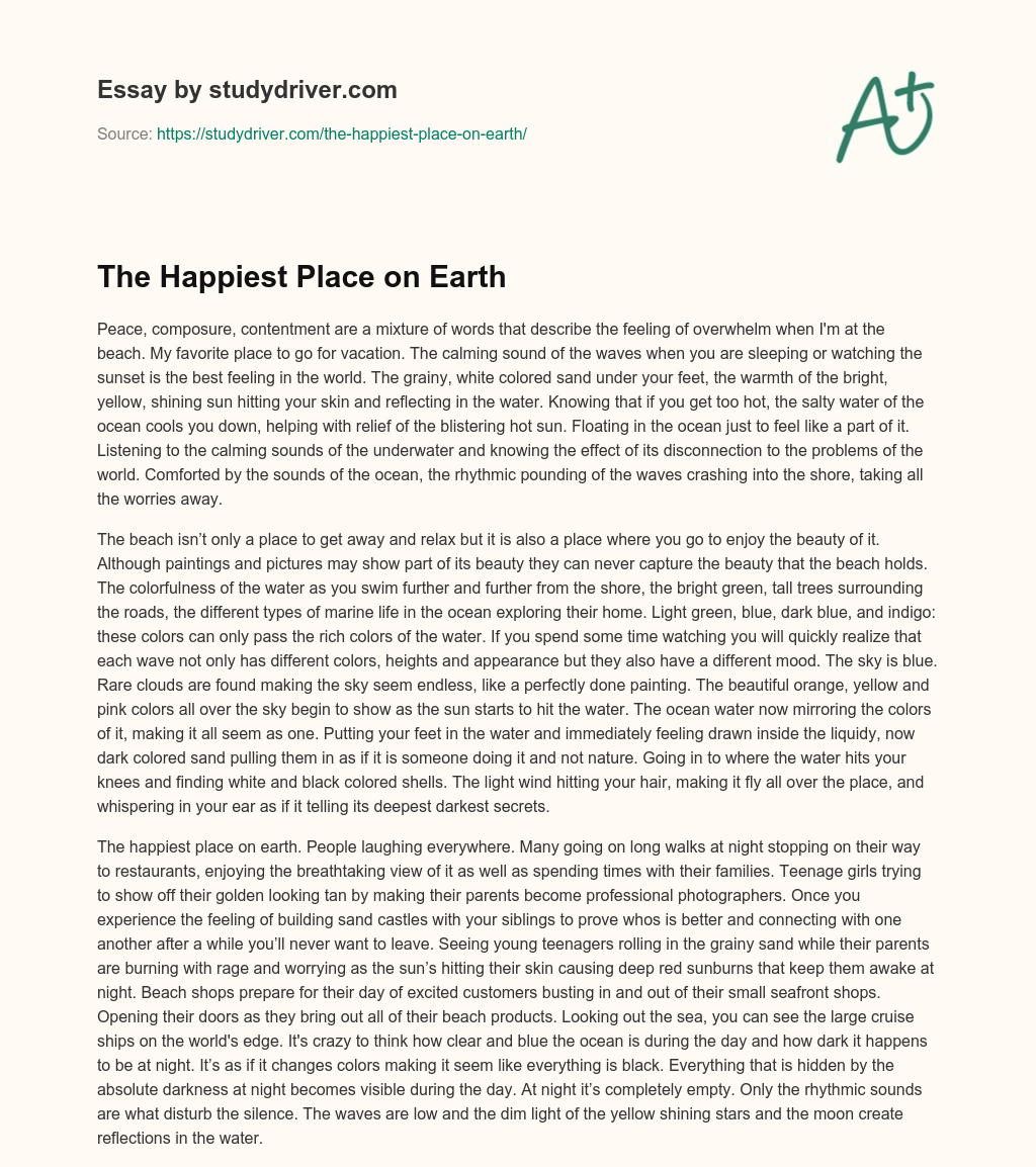 The Happiest Place on Earth essay