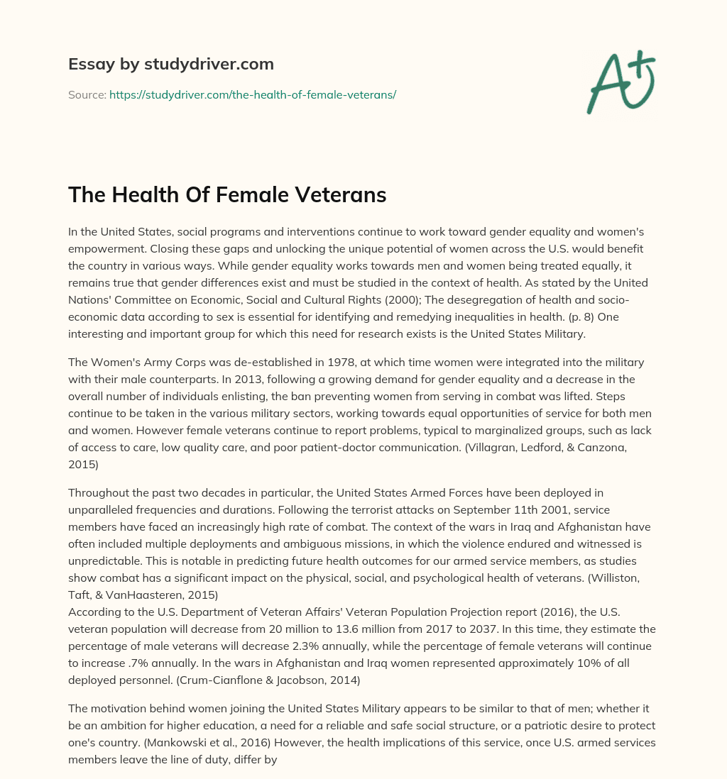 The Health of Female Veterans essay