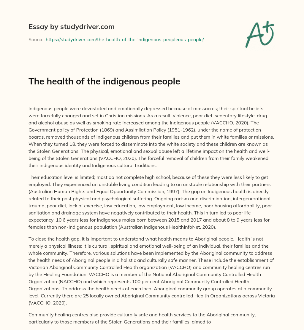 The Health of the Indigenous People essay