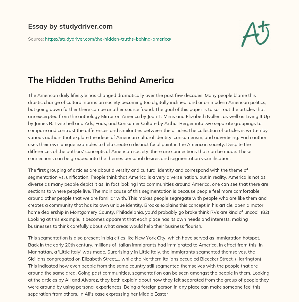 The Hidden Truths Behind America essay