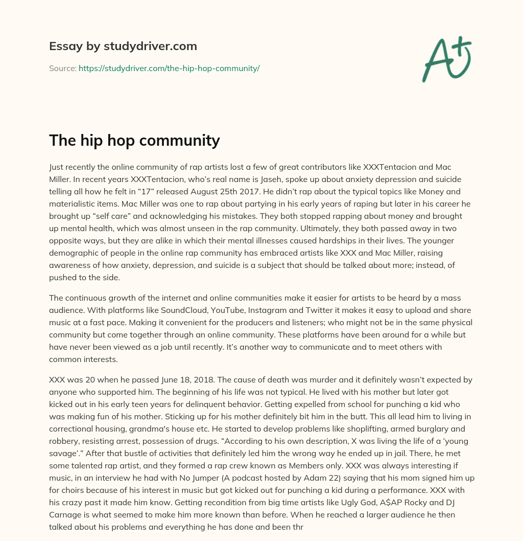 The Hip Hop Community essay