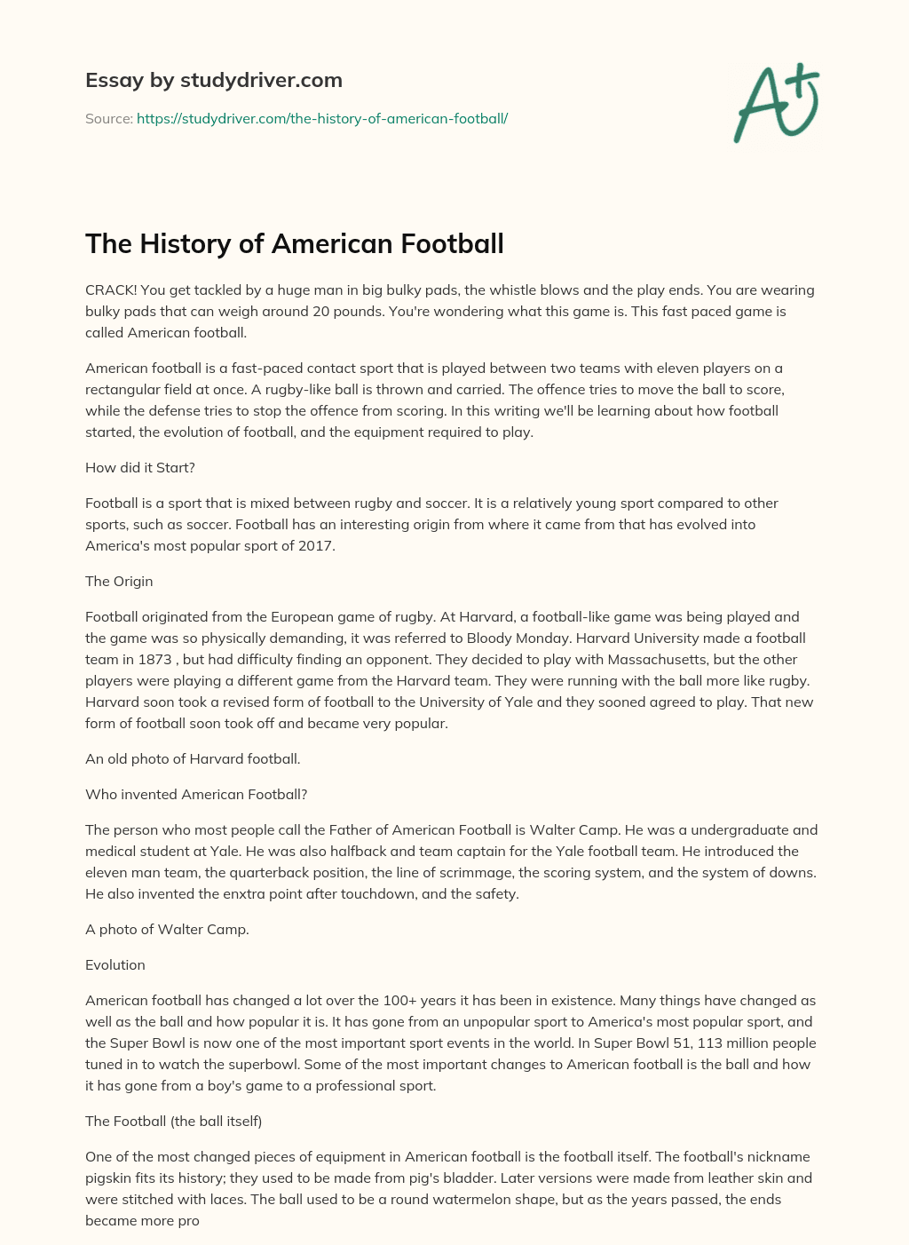 The History of American Football essay