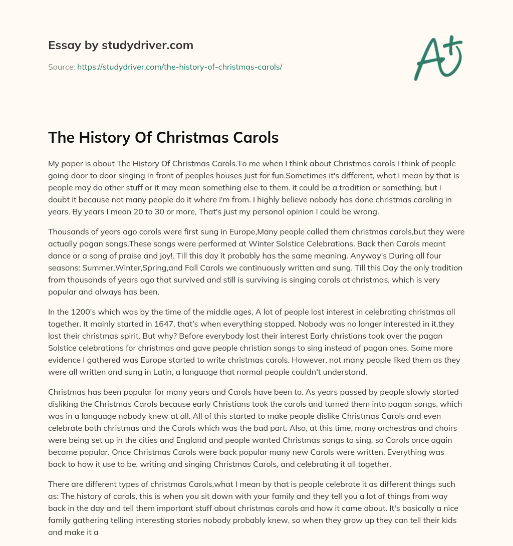 The History of Christmas Carols essay