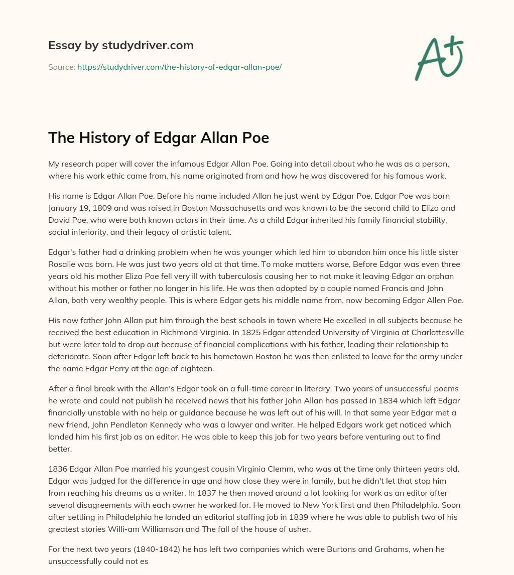 The History of Edgar Allan Poe essay