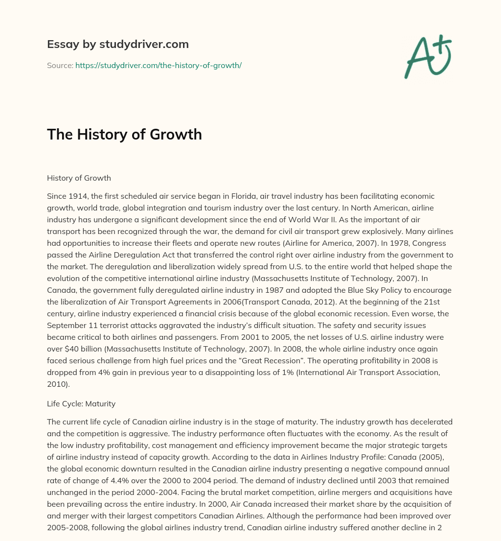 The History of Growth essay