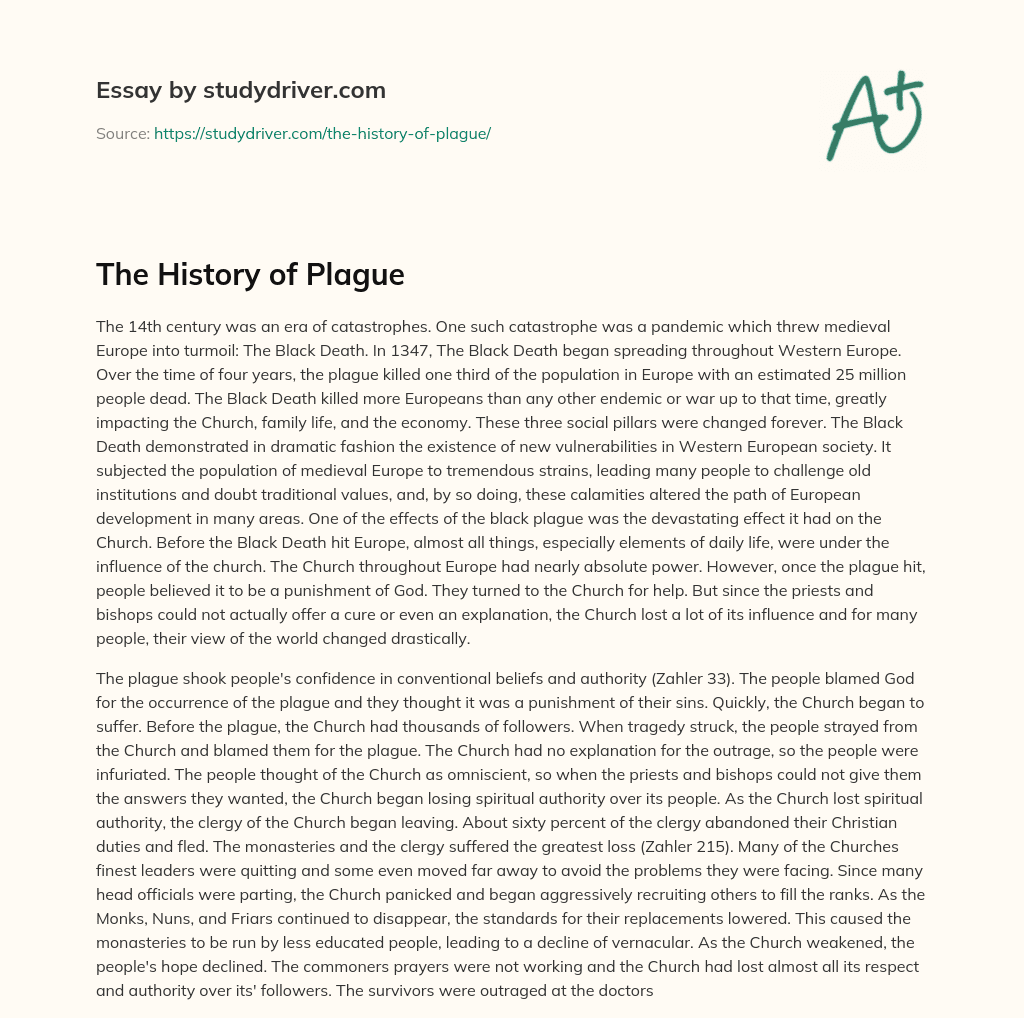 The History of Plague essay
