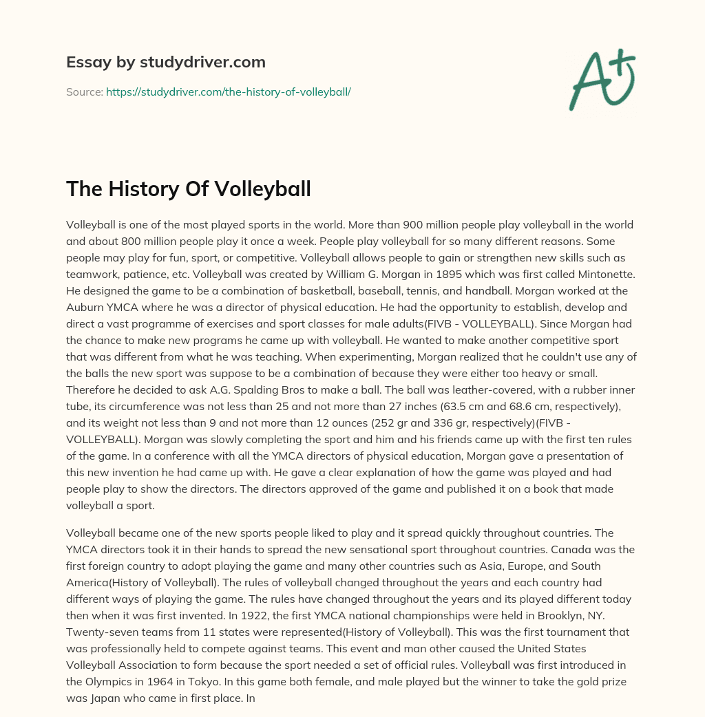 The History of Volleyball essay