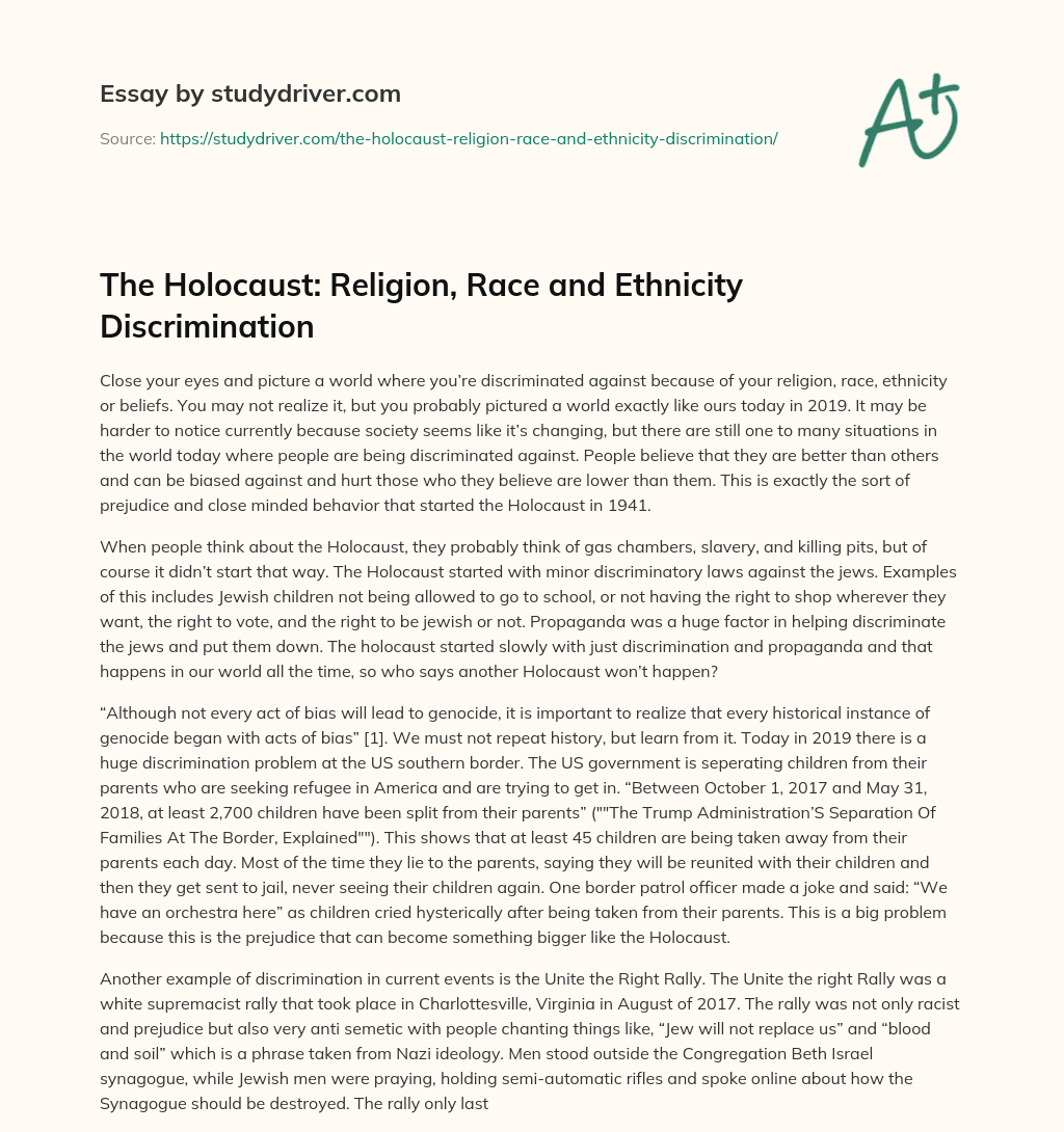 The Holocaust: Religion, Race and Ethnicity Discrimination essay
