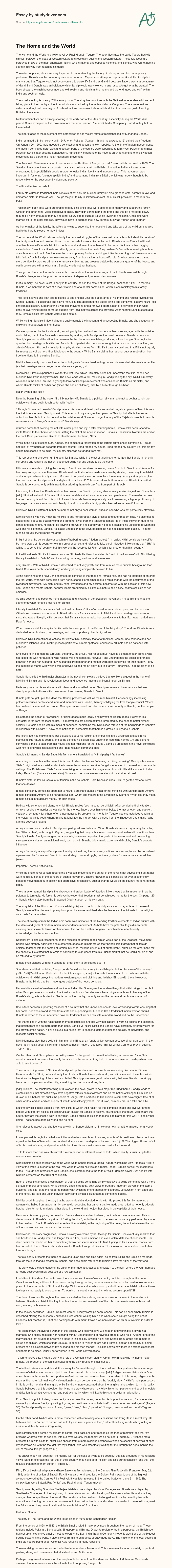The Home and the World essay