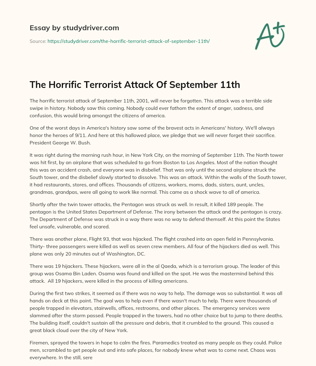 The Horrific Terrorist Attack of September 11th essay