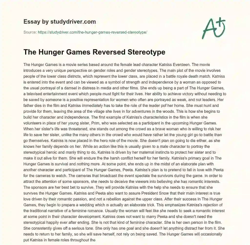 The Hunger Games Reversed Stereotype essay