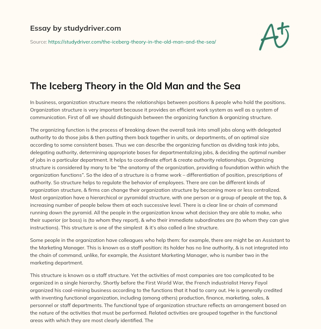 The Iceberg Theory in the Old Man and the Sea essay