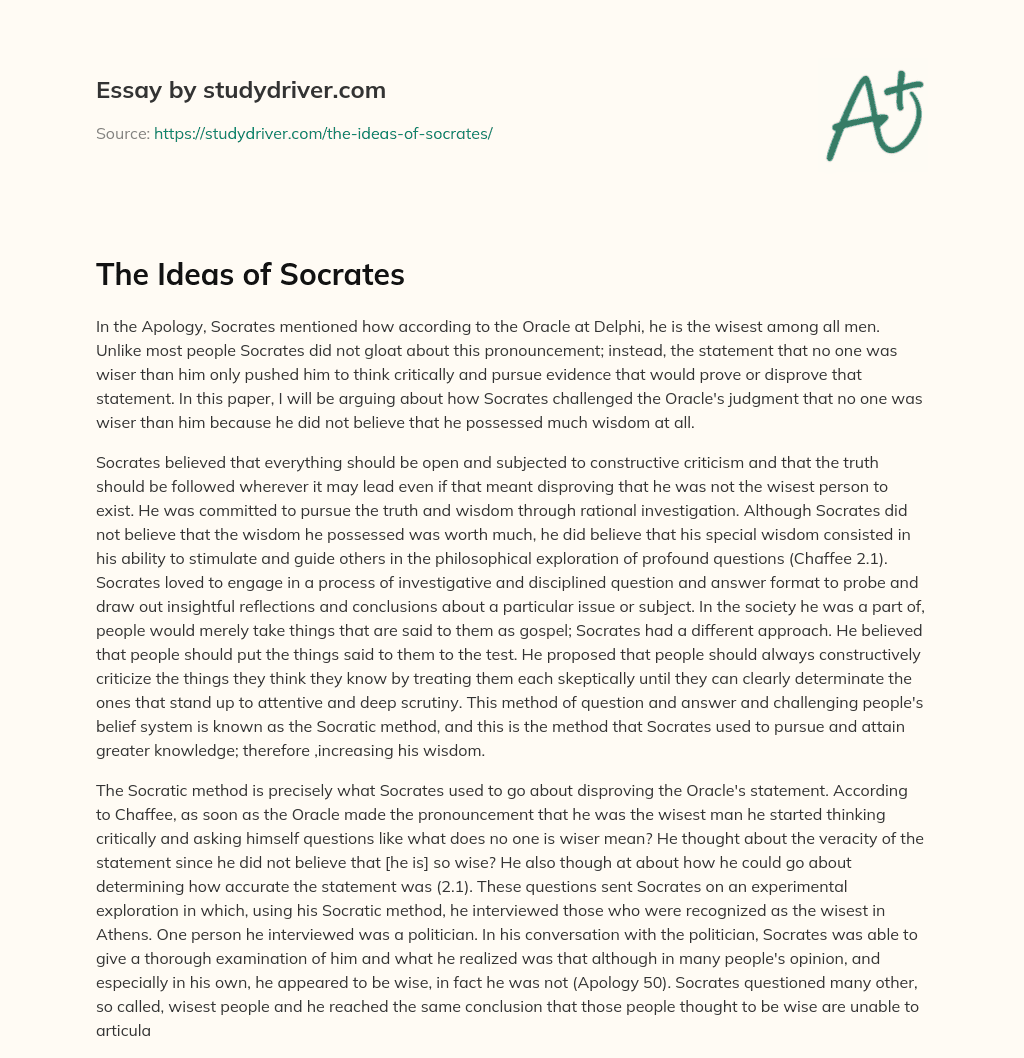 The Ideas of Socrates essay