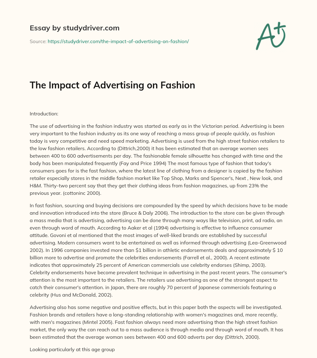 The Impact of Advertising on Fashion essay