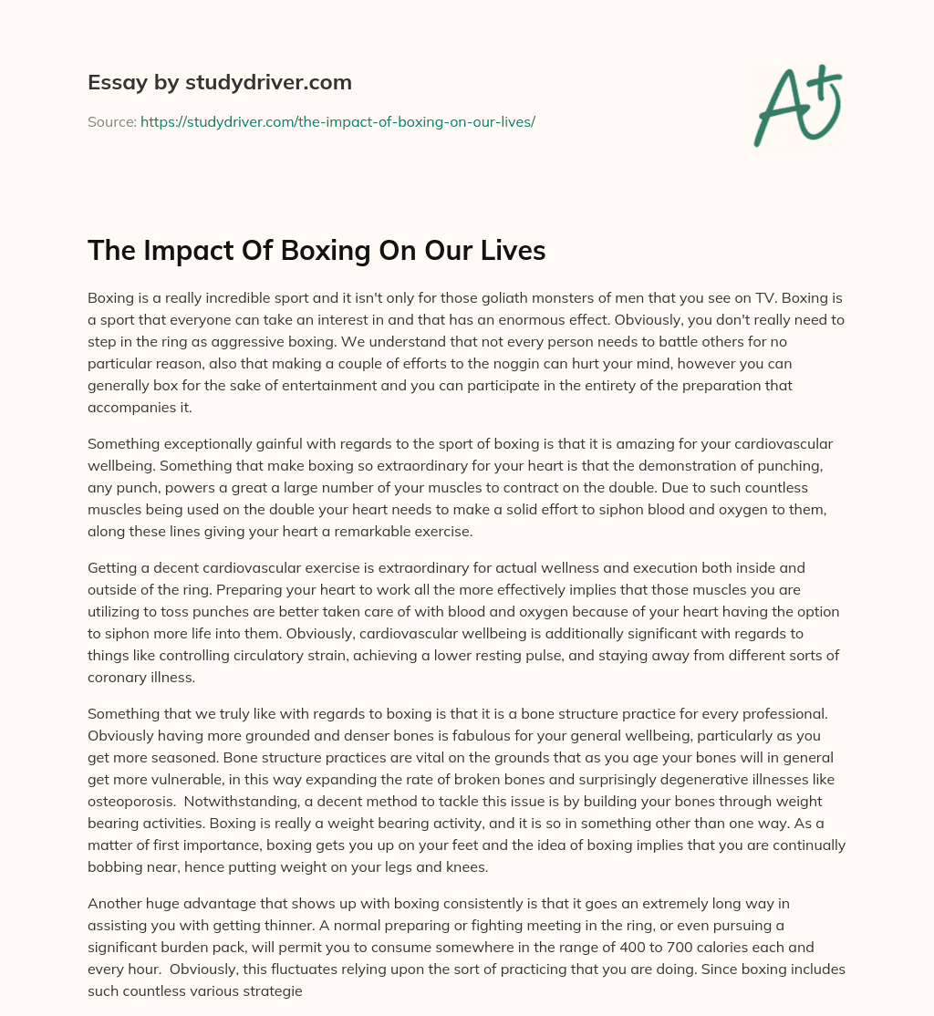 The Impact of Boxing on our Lives essay