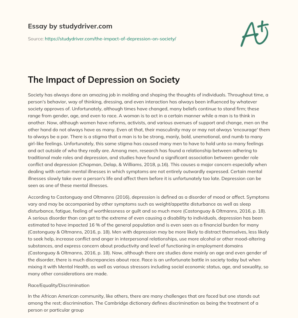 The Impact of Depression on Society essay